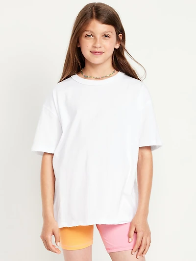 Oversized Short-Sleeve Raw-Edge T-Shirt for Girls