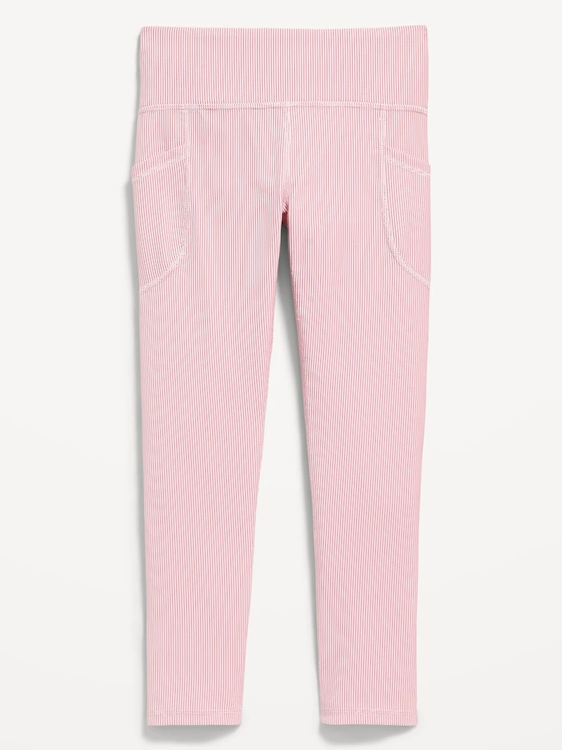 High-Waisted PowerSoft Ribbed Performance 7/8 Leggings for Girls