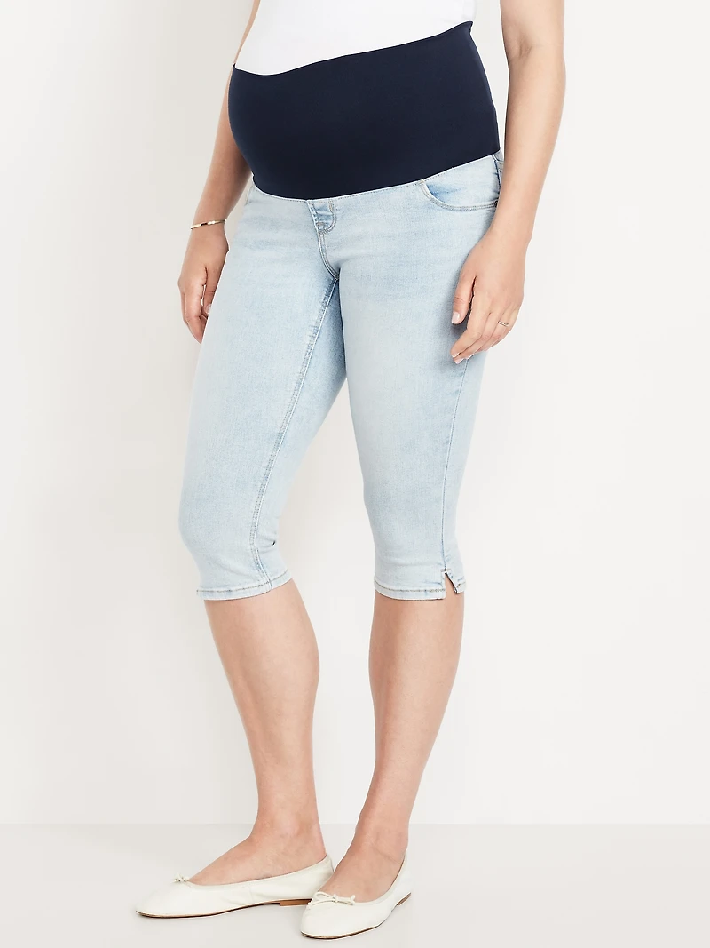 Maternity Rollover-Panel Rockstar Slim Capri Jeans