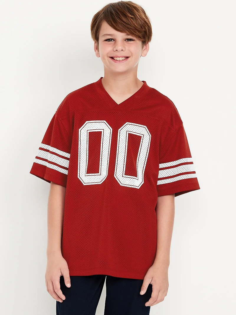 Oversized Boxy Mesh Graphic T-Shirt for Boys