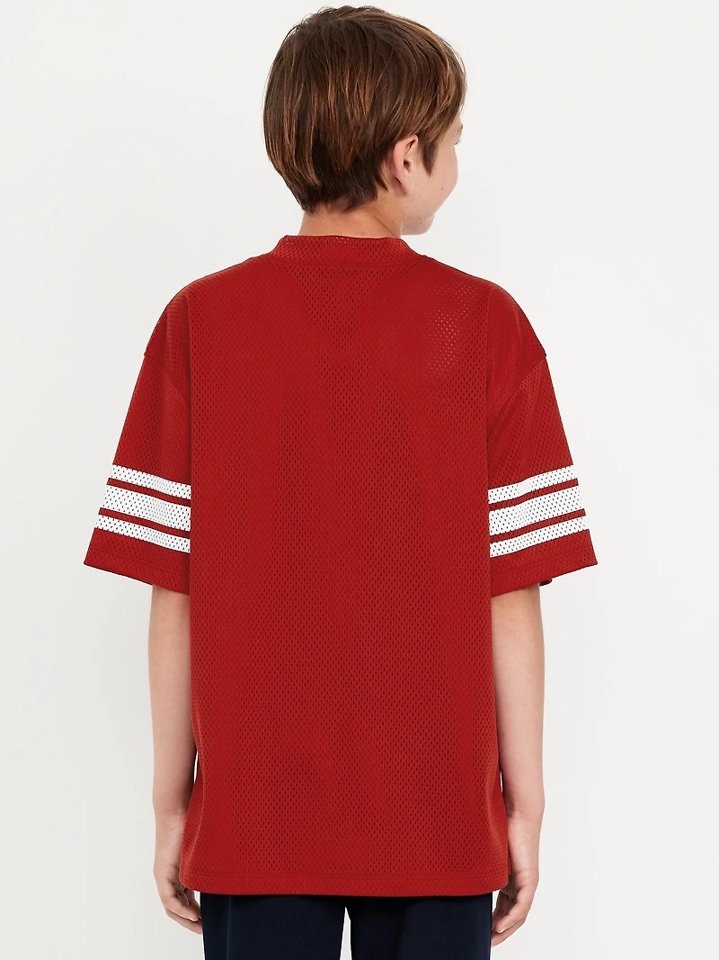 Oversized Boxy Mesh Graphic T-Shirt for Boys