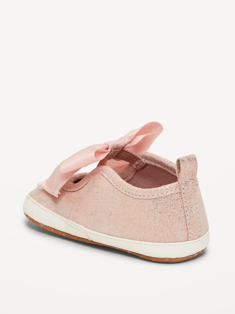 Shiny Faux-Suede Bow Sneakers for Baby