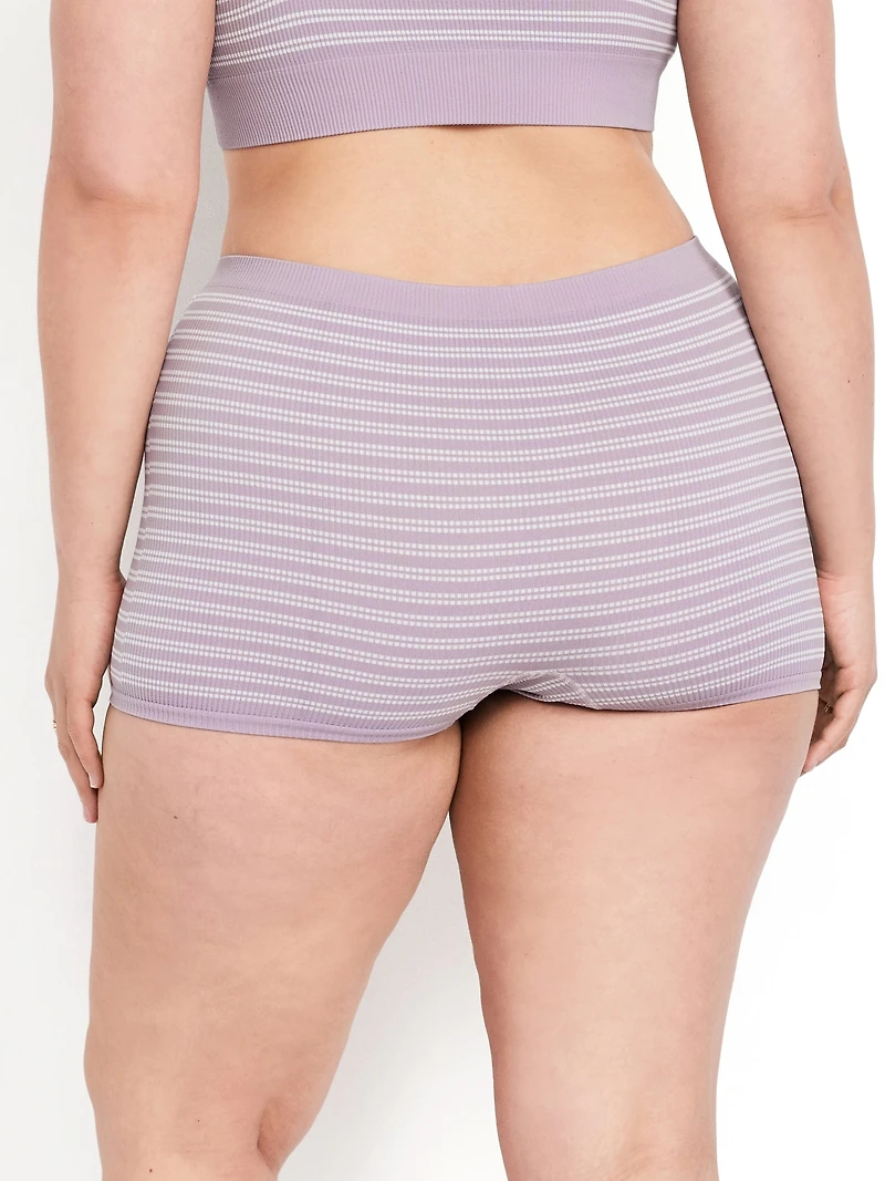 Mid-Rise Seamless Ribbed Boyshort Underwear