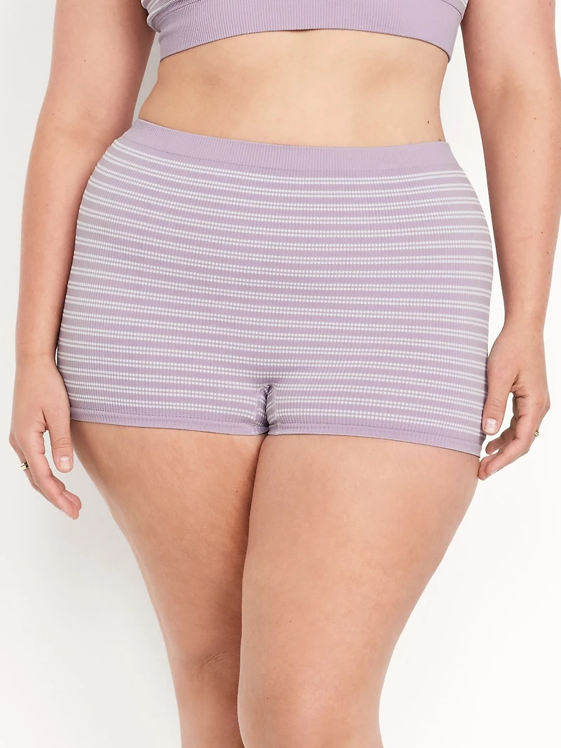 Mid-Rise Seamless Ribbed Boyshort Underwear