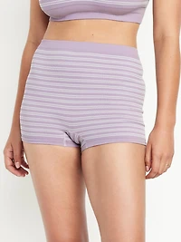 Mid-Rise Seamless Ribbed Boyshort Underwear