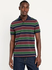 Classic Fit Striped Pique Polo