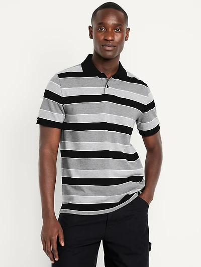 Classic Fit Striped Pique Polo