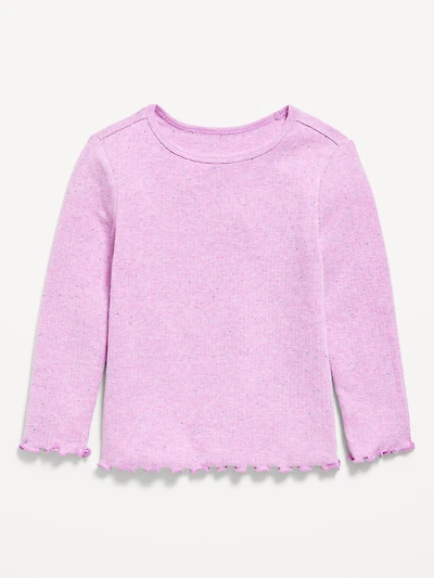 Long-Sleeve Pointelle-Knit T-Shirt for Toddler Girls