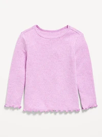 Long-Sleeve Pointelle-Knit T-Shirt for Toddler Girls