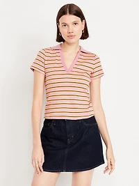 Short-Sleeve Cropped Polo