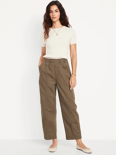 High-Waisted Barrel Ankle Pants
