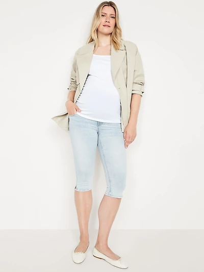 Maternity Rollover-Panel Rockstar Slim Capri Jeans