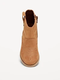Faux-Suede Side-Zip Western Boots for Toddler Girls