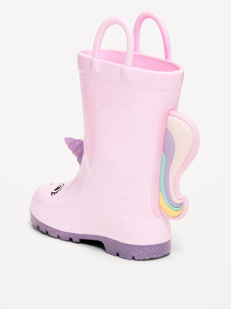 Tall Unicorn-Graphic Rain Boots for Toddler Girls