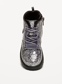 Glitter Side-Zip Combat Boots for Toddler Girls