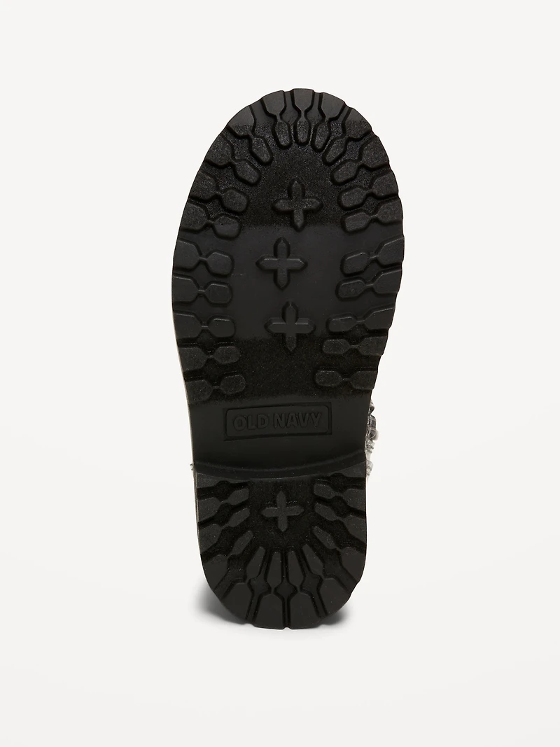 Glitter Side-Zip Combat Boots for Toddler Girls