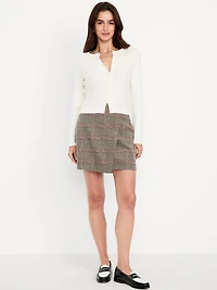 High-Waisted Wrap-Front Mini Skirt