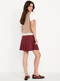 High-Waisted Crepe Flounce Mini Skirt