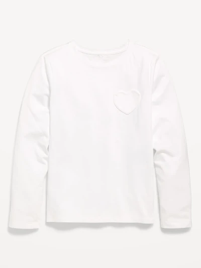 Softest Long-Sleeve Heart-Pocket T-Shirt for Girls
