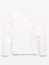 Softest Long-Sleeve Heart-Pocket T-Shirt for Girls