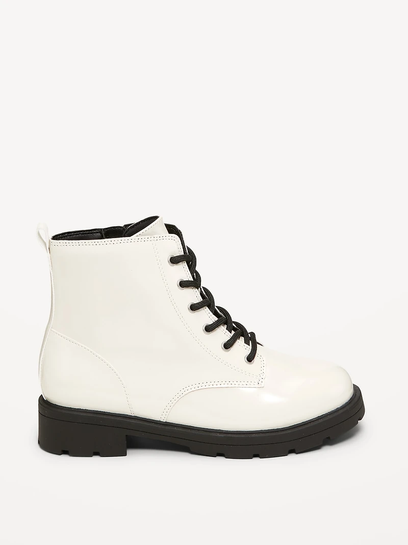 Faux-Leather Side-Zip Combat Boots for Girls