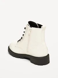 Faux-Leather Side-Zip Combat Boots for Girls