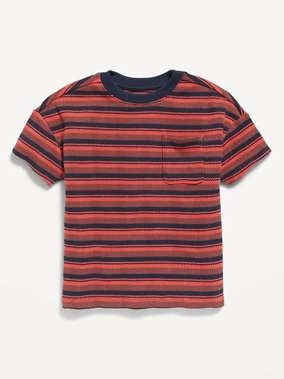Oversized Waffle-Knit Striped T-Shirt for Toddler Boys