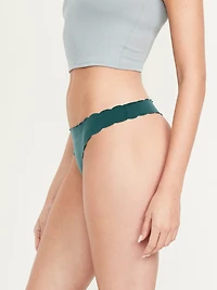 Low-Rise No-Show Scalloped Thong Underwear