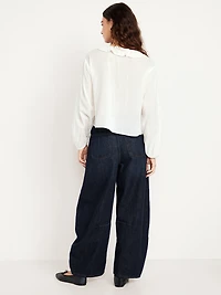 High-Waisted Pull-On Barrel Jeans