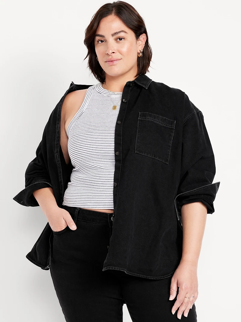 Denim Button-Down Boyfriend Shirt