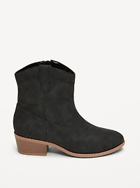 Faux-Suede Side-Zip Western Booties for Girls
