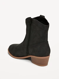 Faux-Suede Side-Zip Western Booties for Girls