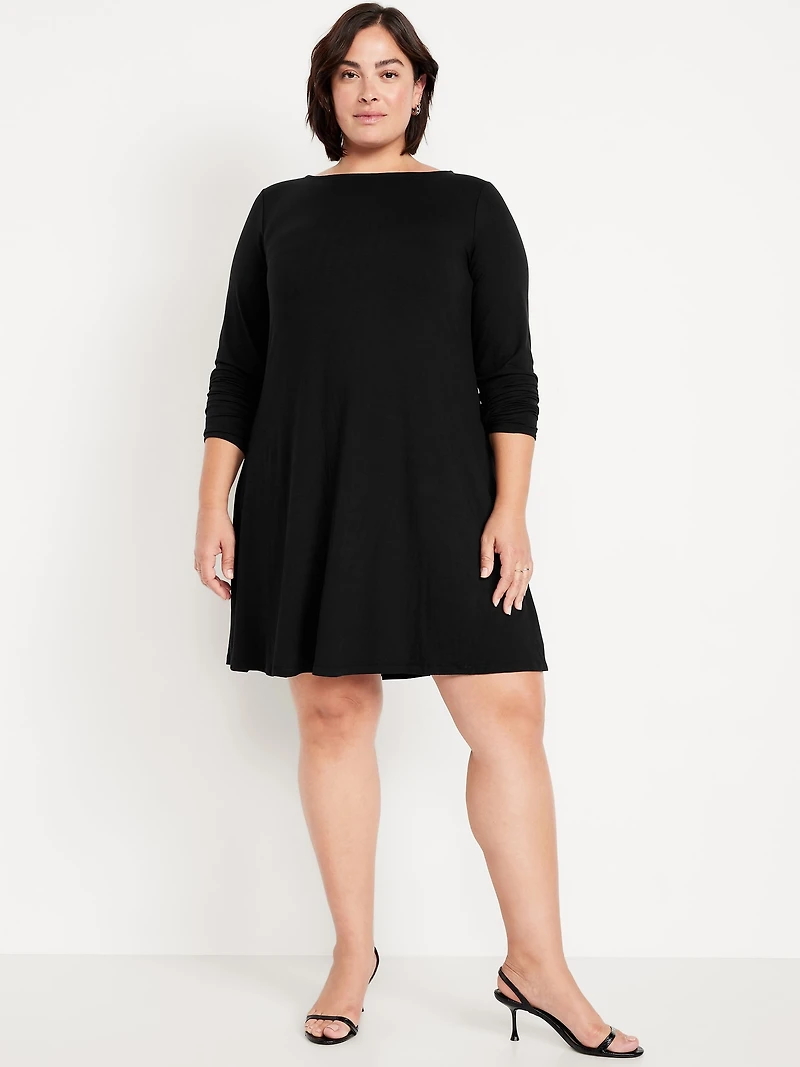 Long-Sleeve Mini Swing Dress