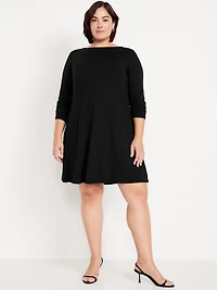 Long-Sleeve Mini Swing Dress