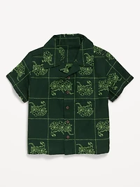 Printed Short-Sleeve Linen-Blend Shirt for Toddler Boys
