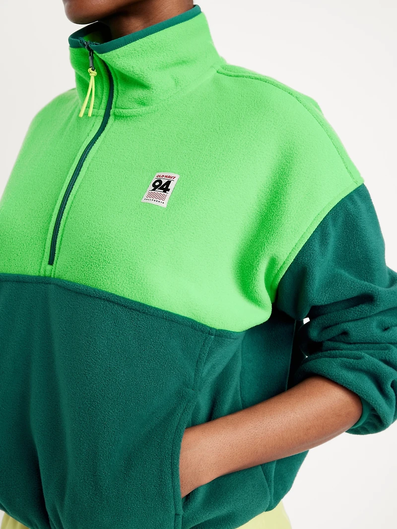 Oversized Performance Microfleece Cropped Half Zip