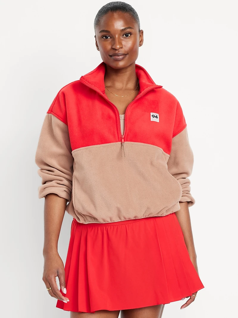 Oversized Performance Microfleece Cropped Half Zip
