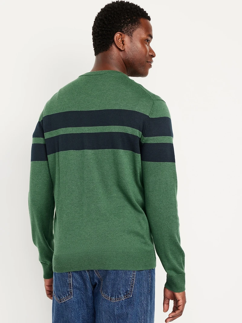 Chest-Stripe Crew-Neck Sweater