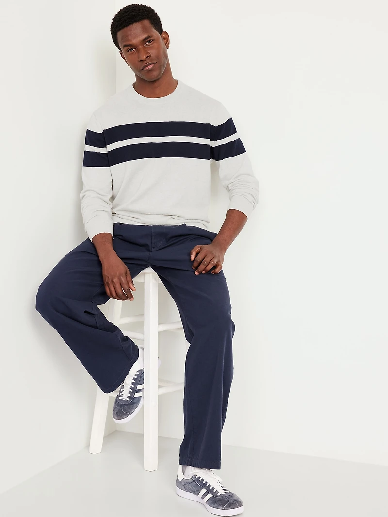 Chest-Stripe Crew-Neck Sweater