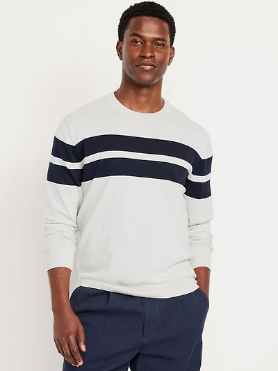 Chest-Stripe Crew-Neck Sweater