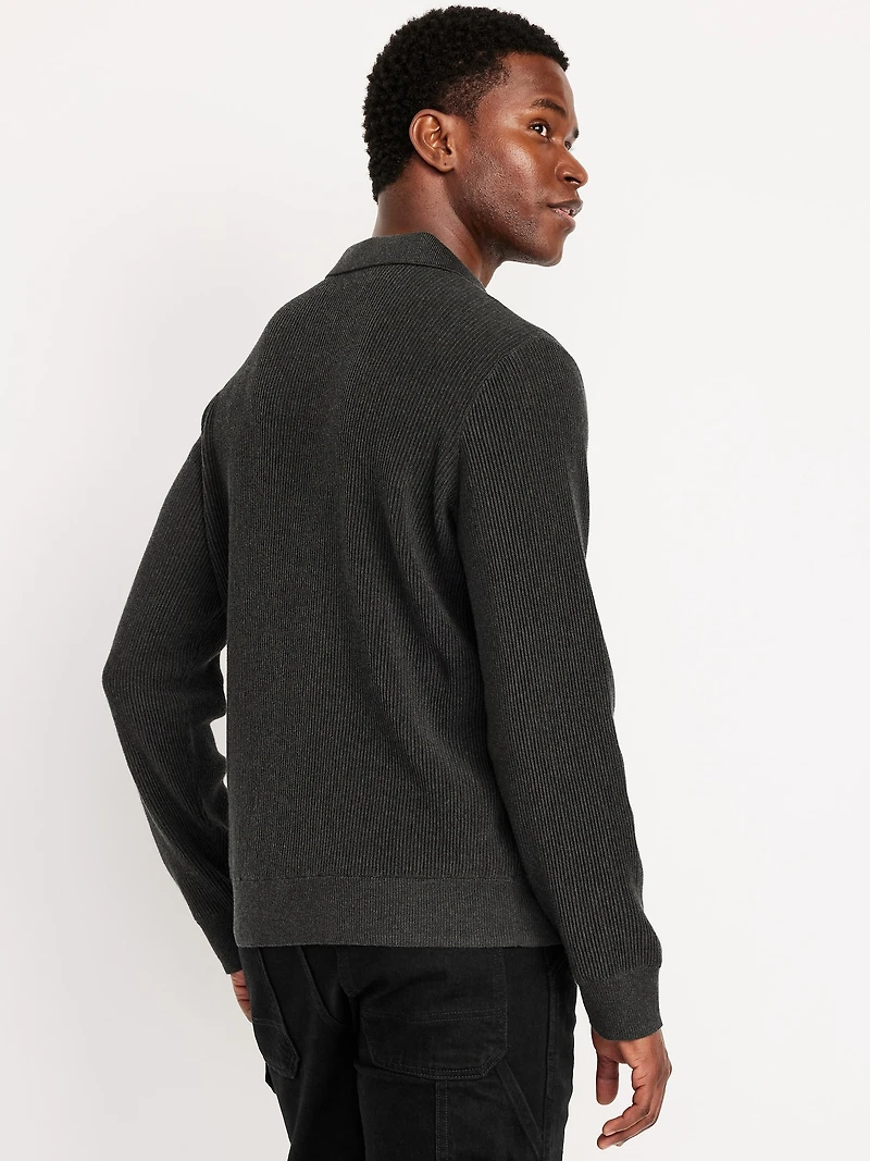 Long-Sleeve Sweater-Knit Polo