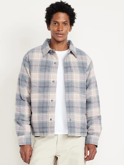 Insulated Cropped Flannel Shacket