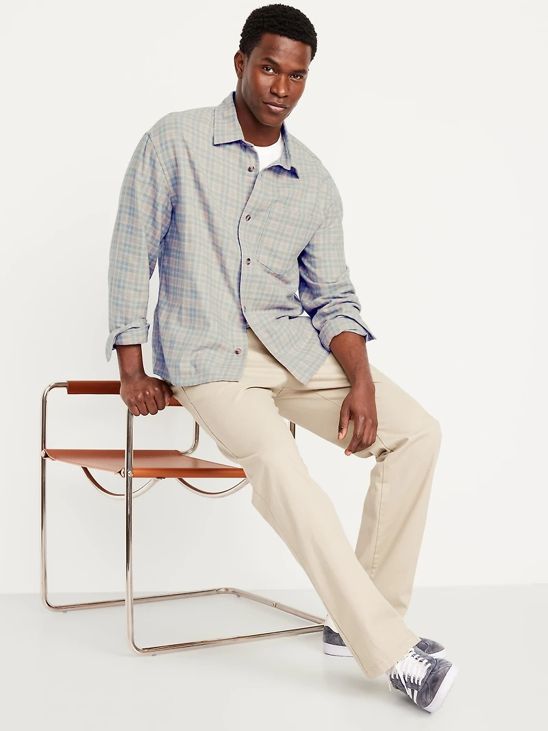 Loose Fit Cropped Plaid Flannel Shirt