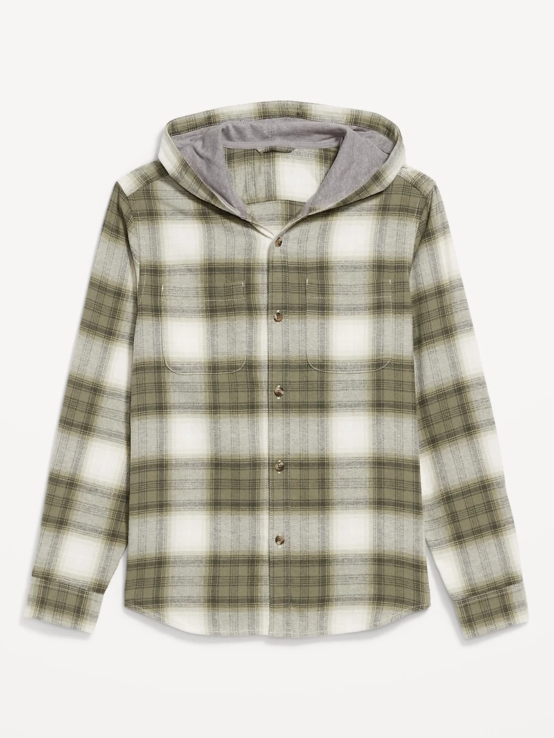 Hooded Plaid Flannel Shirt