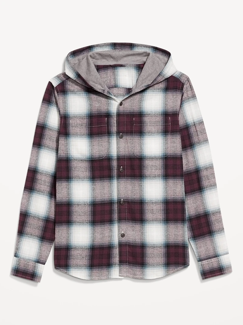 Hooded Plaid Flannel Shirt
