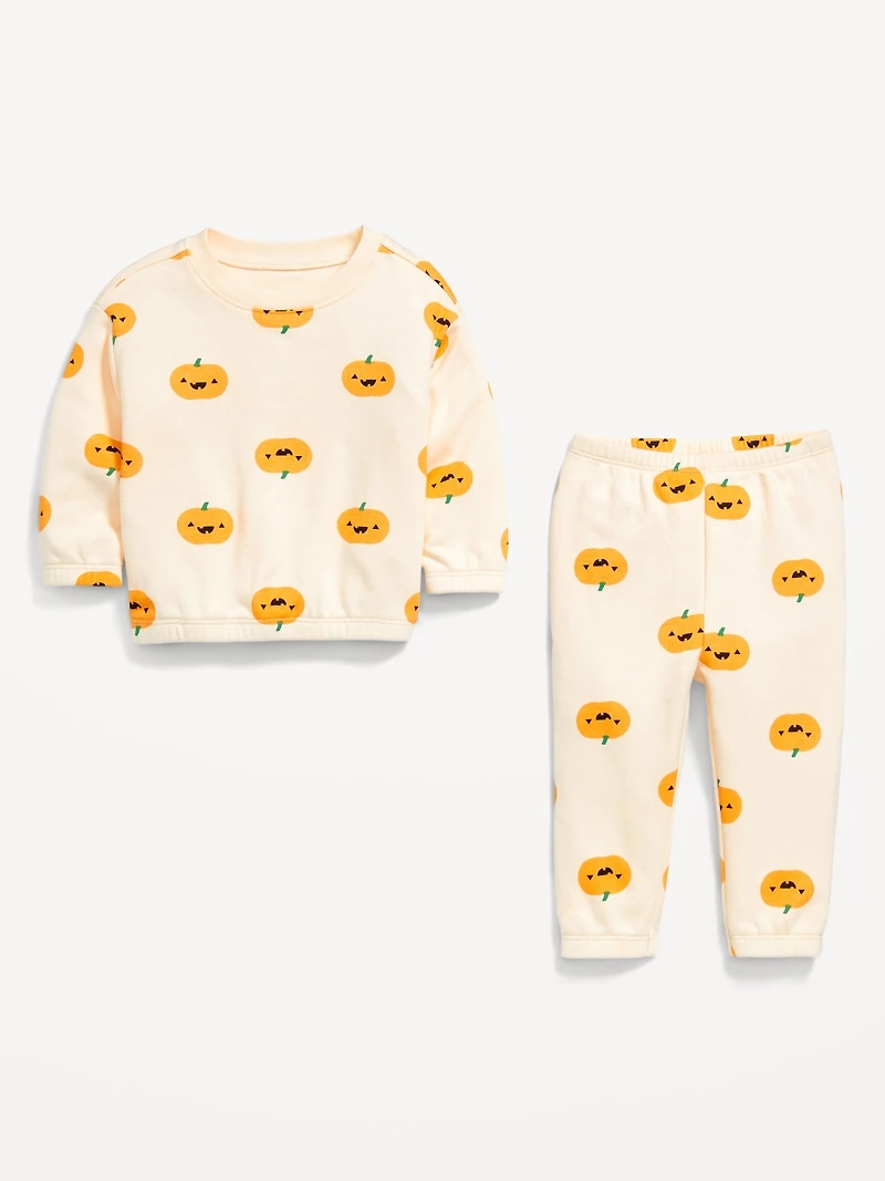 Printed French Terry Sweatshirt and Pants Set for Baby