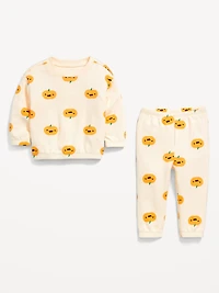 Printed French Terry Sweatshirt and Pants Set for Baby