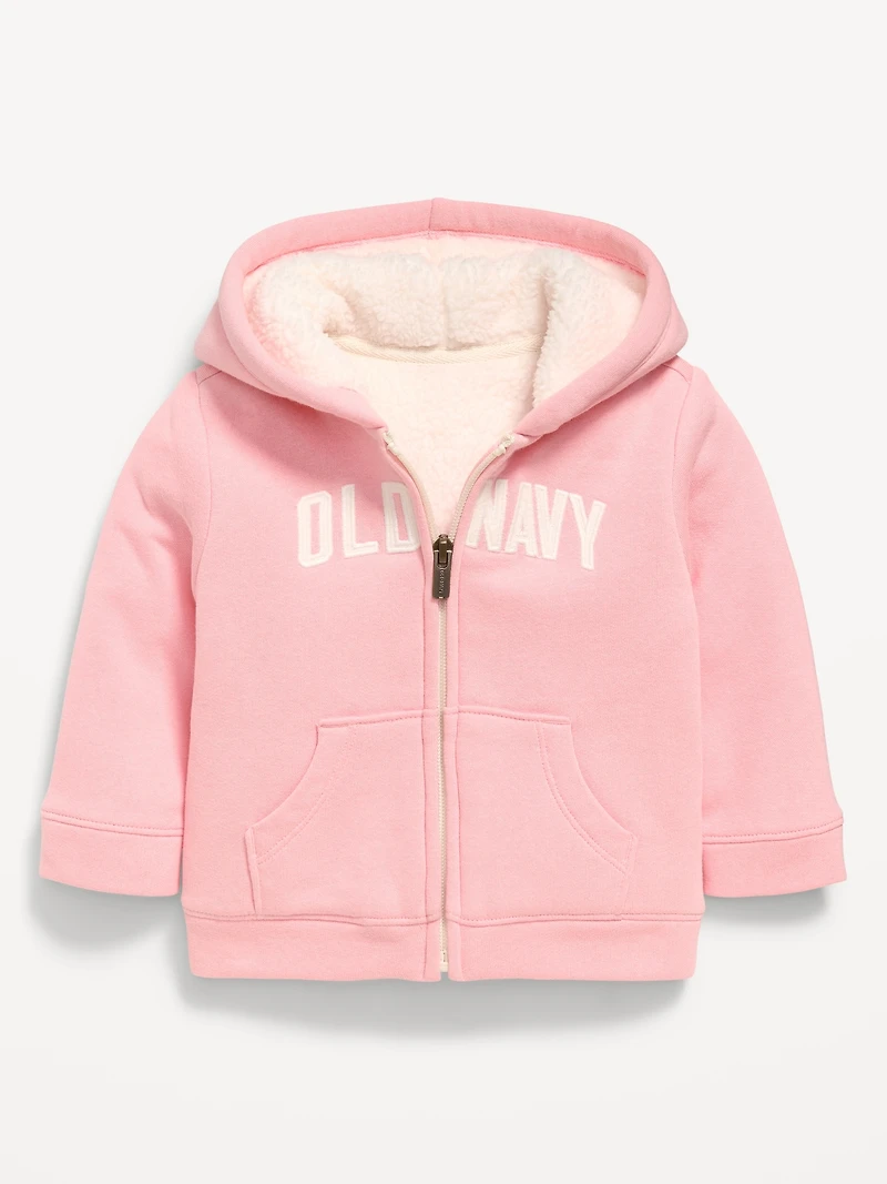 Logo-Graphic Sherpa-Lined Zip Hoodie for Baby