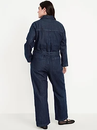 Long-Sleeve Denim Jumpsuit