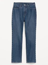 Extra High-Waisted Studded Straight Jeans